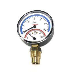 Термоманометр радиальный с клапаном 1/2" 6 бар./120 °С ITAP